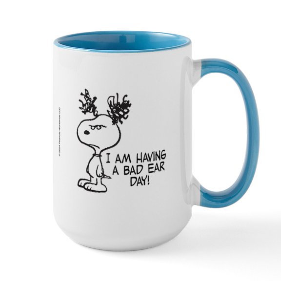 CafePress - Snoopy Bad Ear Day - 15 oz Ceramic Large White Novelty Mug