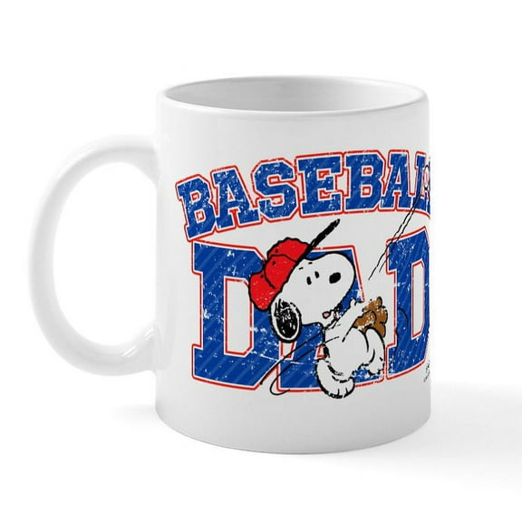 CafePress - Snoopy Baseball Dad Mug - 11 oz Ceramic Mug - Novelty Coffee Tea Cup