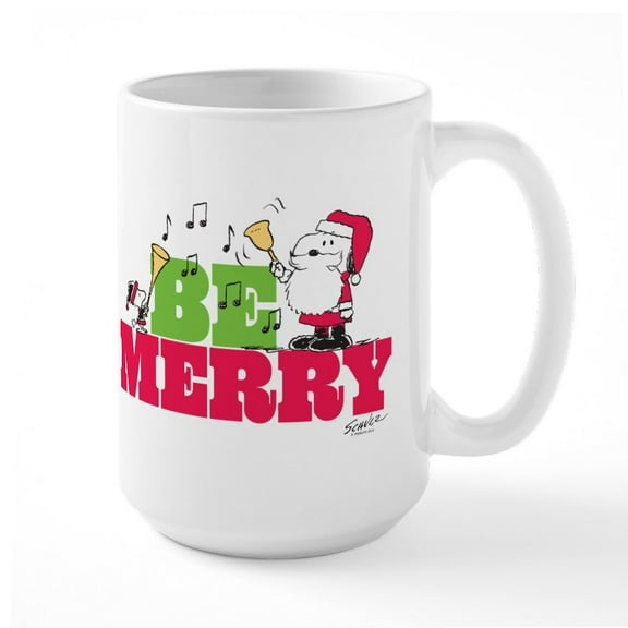 CafePress - Snoopy: Be Merry Large Mug - 15 oz Ceramic Large White Novelty Mug