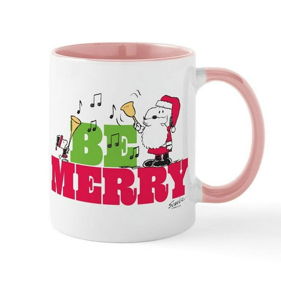 CafePress - Snoopy: Be Merry Mug - 11 oz Ceramic Mug - Novelty Coffee Tea Cup