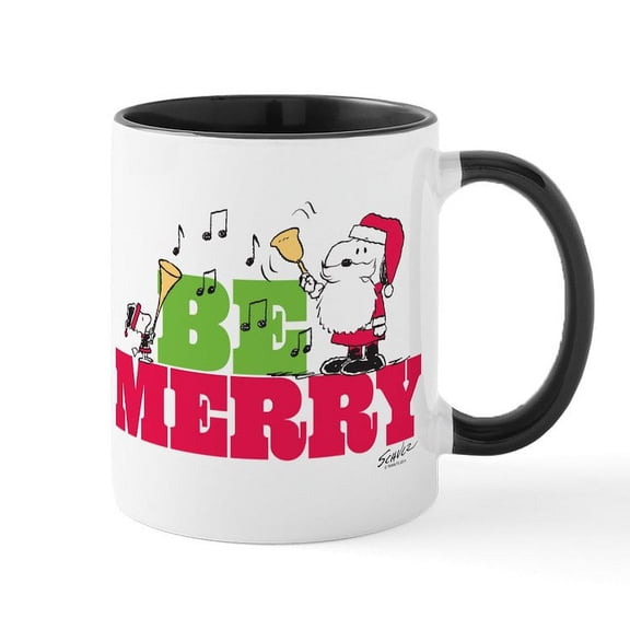CafePress - Snoopy: Be Merry Mug - 11 oz Ceramic Mug - Novelty Coffee Tea Cup