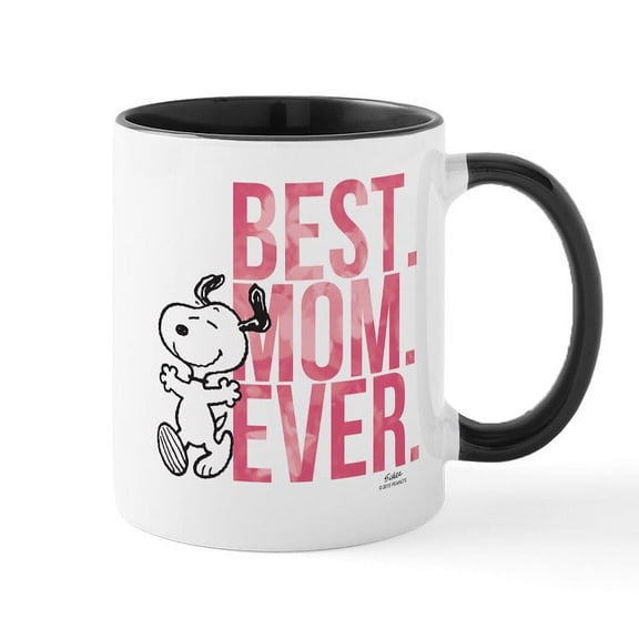 CafePress - Snoopy Best Mom Ever Mug - 11 oz Ceramic Mug - Novelty Coffee Tea Cup
