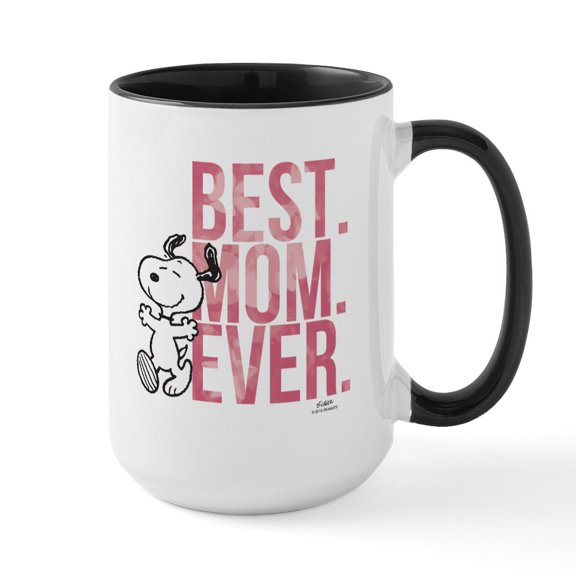 CafePress - Snoopy Best Mom Ever Mug - 15 oz Ceramic Large White Novelty Mug