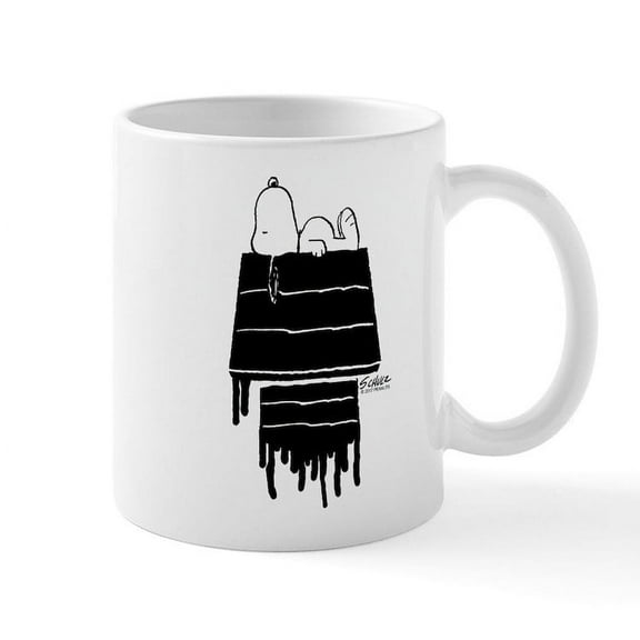 CafePress - Snoopy Black And White - 11 oz Ceramic Mug - Novelty Coffee Tea Cup