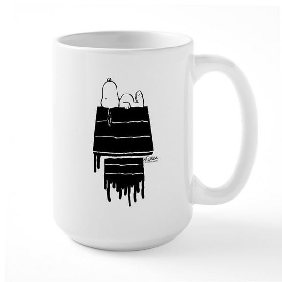 CafePress - Snoopy Black And White - 15 oz Ceramic Large White Novelty Mug