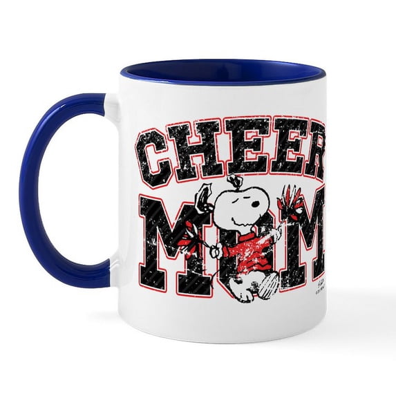 CafePress - Snoopy Cheer Mom Mug - 11 oz Ceramic Mug - Novelty Coffee Tea Cup