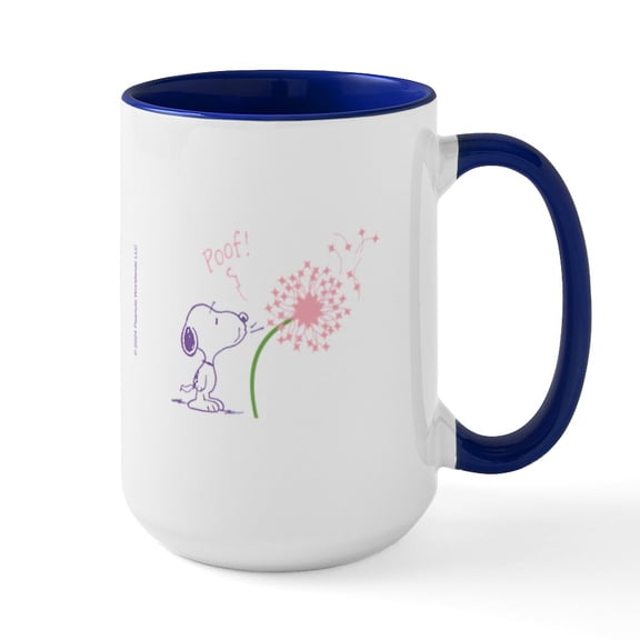 CafePress - Snoopy Dandelion - 15 oz Ceramic Large White Novelty Mug