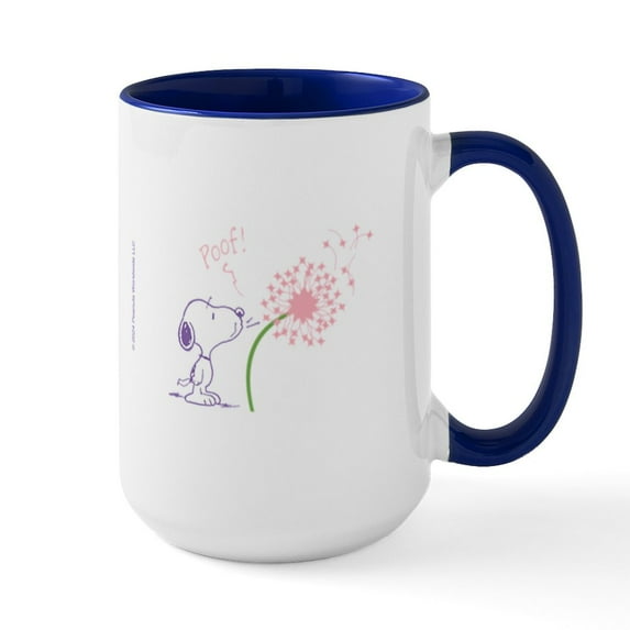 CafePress - Snoopy Dandelion - 15 oz Ceramic Large White Novelty Mug