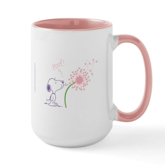 CafePress - Snoopy Dandelion - 15 oz Ceramic Large White Novelty Mug