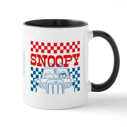 CafePress - Snoopy Driving Checkerboard - 11 oz Ceramic Mug - Novelty Coffee Tea Cup