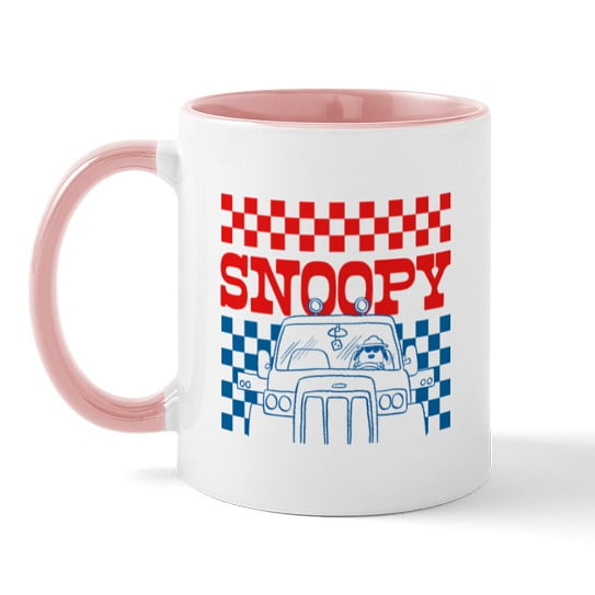 CafePress - Snoopy Driving Checkerboard - 11 oz Ceramic Mug - Novelty Coffee Tea Cup