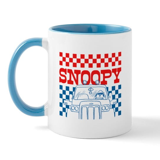 CafePress - Snoopy Driving Checkerboard - 11 oz Ceramic Mug - Novelty Coffee Tea Cup