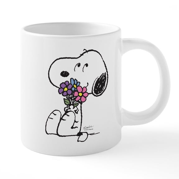CafePress - Snoopy Flowers - 20 Oz White Ceramic Mega Mug
