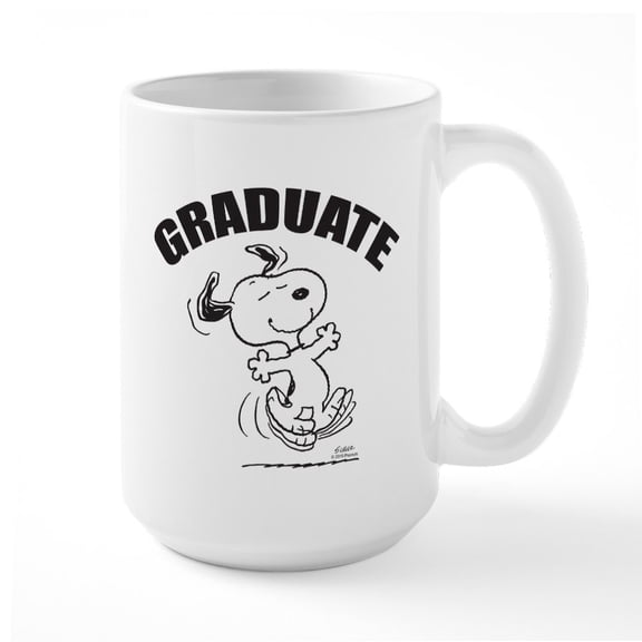 CafePress - Snoopy Graduate Dance - 15 oz Ceramic Large White Novelty Mug