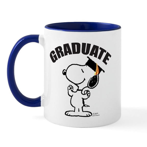 CafePress - Snoopy Graduate Mug - 11 oz Ceramic Mug - Novelty Coffee Tea Cup