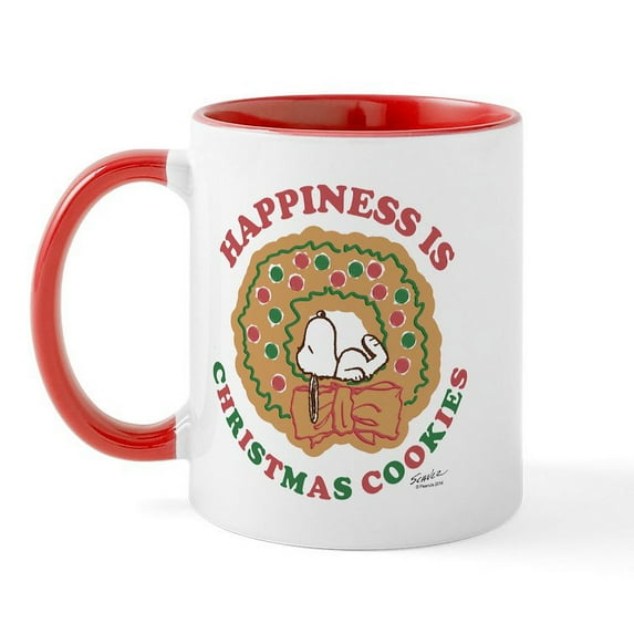 CafePress - Snoopy:Hapiness Is Christmas Cookies Mug - 11 oz Ceramic Mug - Novelty Coffee Tea Cup