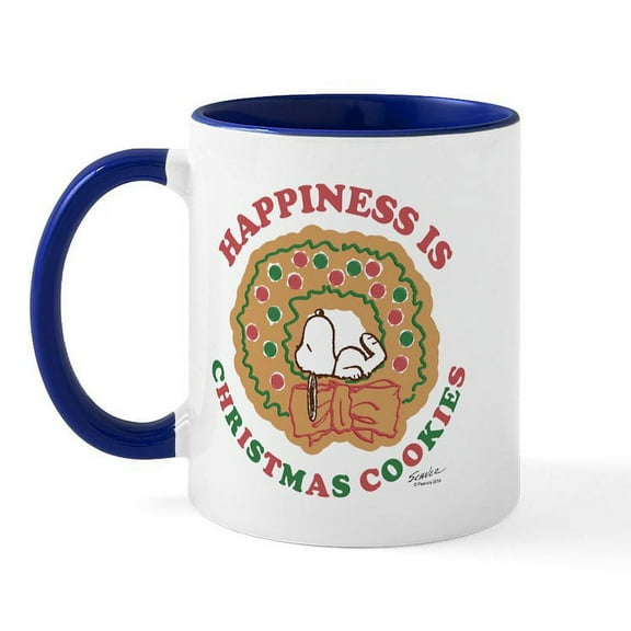 CafePress - Snoopy:Hapiness Is Christmas Cookies Mug - 11 oz Ceramic Mug - Novelty Coffee Tea Cup