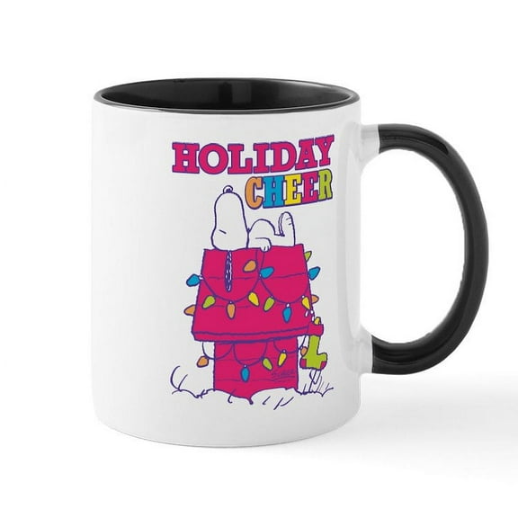 CafePress - Snoopy Holiday Cheer - 11 oz Ceramic Mug - Novelty Coffee Tea Cup