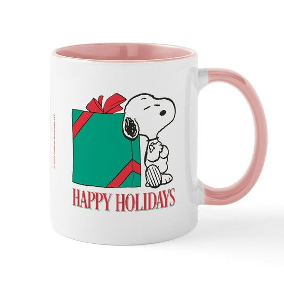 CafePress - Snoopy Holiday Present Mugs - 11 oz Ceramic Mug - Novelty Coffee Tea Cup