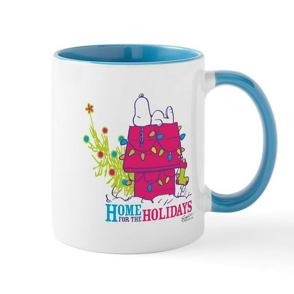 CafePress - Snoopy: Home For The Holidays Mug - 11 oz Ceramic Mug - Novelty Coffee Tea Cup