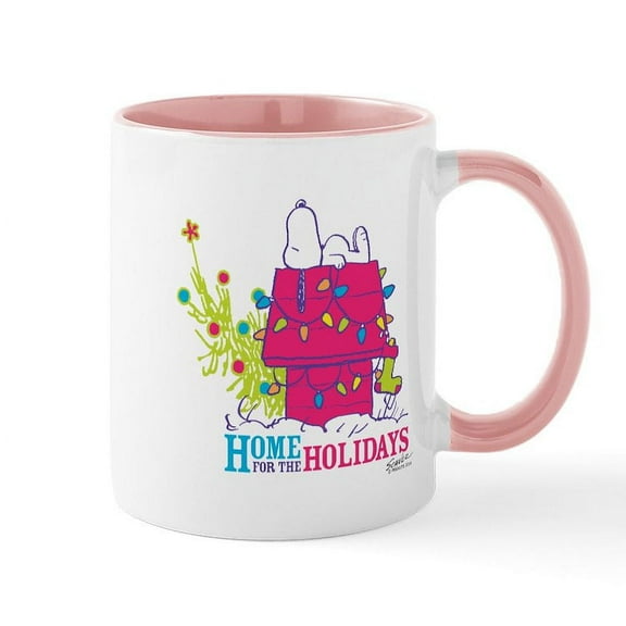 CafePress - Snoopy: Home For The Holidays Mug - 11 oz Ceramic Mug - Novelty Coffee Tea Cup