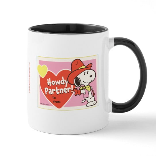 CafePress - Snoopy Howdy Partner! 11 Oz Ceramic Mug - 11 oz Ceramic Mug - Novelty Coffee Tea Cup