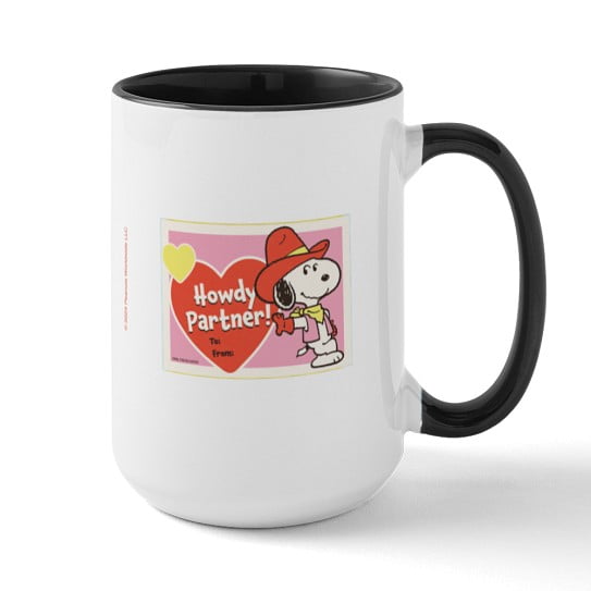 CafePress - Snoopy Howdy Partner! 15 Oz Ceramic Large Mug - 15 oz Ceramic Large Novelty Mug