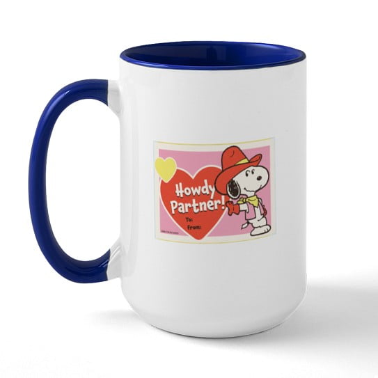 CafePress - Snoopy Howdy Partner! 15 Oz Ceramic Large Mug - 15 oz Ceramic Large Novelty Mug