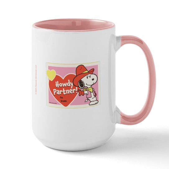CafePress - Snoopy Howdy Partner! 15 Oz Ceramic Large Mug - 15 oz Ceramic Large Novelty Mug