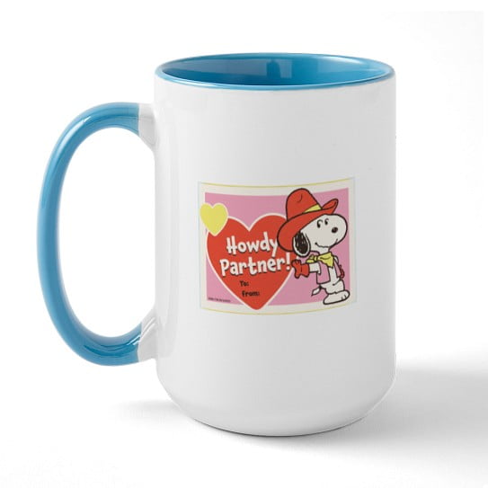 CafePress - Snoopy Howdy Partner! 15 Oz Ceramic Large Mug - 15 oz Ceramic Large Novelty Mug