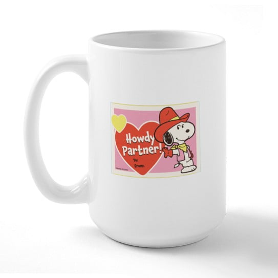 CafePress - Snoopy Howdy Partner! 15 Oz Ceramic Large Mug - 15 oz Ceramic Large Novelty Mug