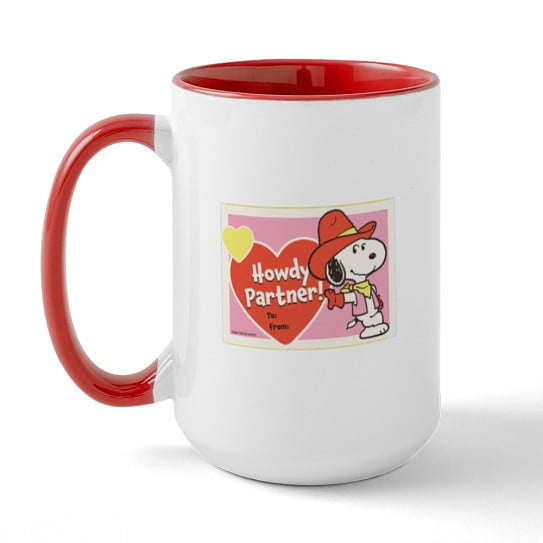 CafePress - Snoopy Howdy Partner! 15 Oz Ceramic Large Mug - 15 oz Ceramic Large Novelty Mug