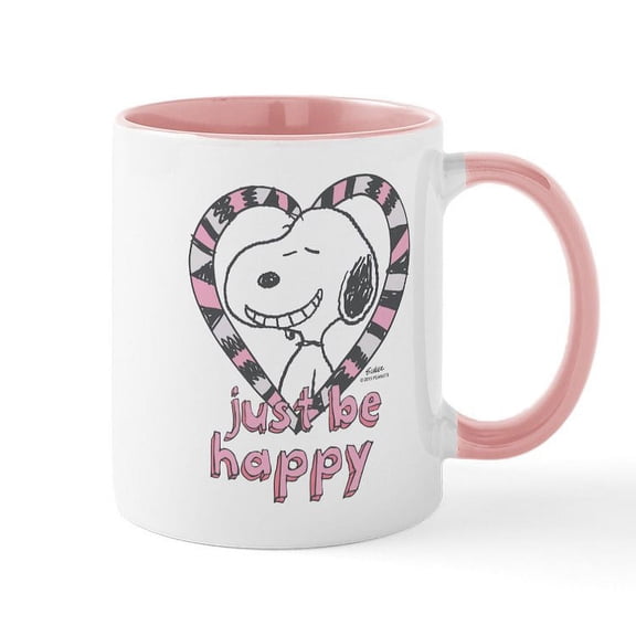 CafePress - Snoopy Just Be Happy Mugs - 11 oz Ceramic Mug - Novelty Coffee Tea Cup
