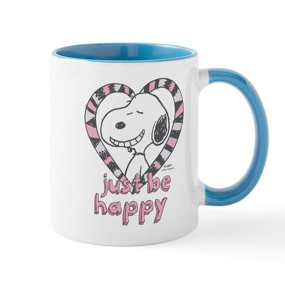 CafePress - Snoopy Just Be Happy Mugs - 11 oz Ceramic Mug - Novelty Coffee Tea Cup