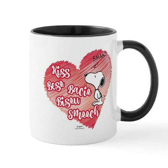 CafePress - Snoopy Kisses Mug - 11 oz Ceramic Mug - Novelty Coffee Tea Cup