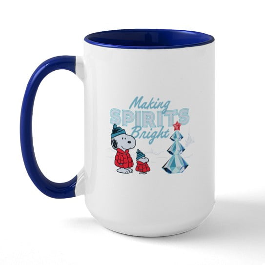 CafePress - Snoopy Making Spirits Bright 15 Oz Ceramic Large Mug - 15 oz Ceramic Large Novelty Mug