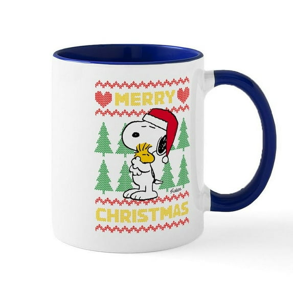 CafePress - Snoopy Merry - 11 oz Ceramic Mug - Novelty Coffee Tea Cup