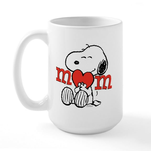 CafePress - Snoopy Mom Hug Mugs - 15 oz Ceramic Large White Novelty Mug