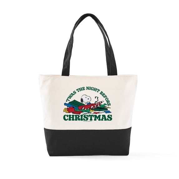 CafePress - Snoopy Night Before Christmas - Two Tone, 100% Cotton, Zipper Tote Bag