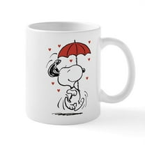 CafePress - Snoopy On Heart Mugs - 11 oz Ceramic Mug - Novelty Coffee Tea Cup