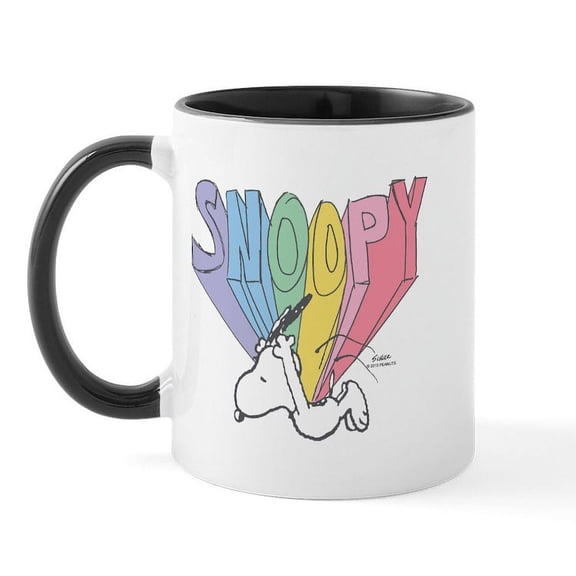 CafePress - Snoopy Rainbow Mugs - 11 oz Ceramic Mug - Novelty Coffee Tea Cup