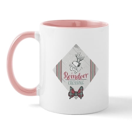 CafePress - Snoopy Reindeer Crossing Mugs - 11 oz Ceramic Mug - Novelty Coffee Tea Cup