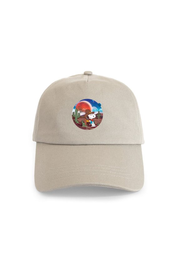 - Snoopy Space Cowboy - Adjustable 100% Brushed Unisex Casual Cotton Baseball Cap, Beige, 1