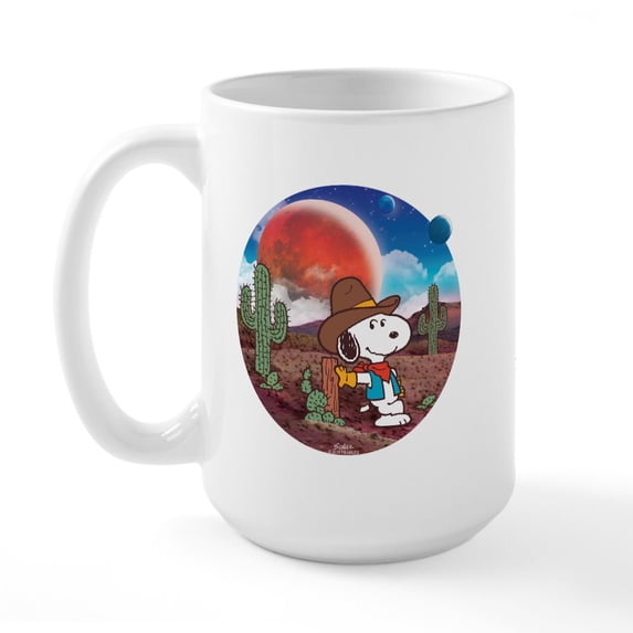 CafePress - Snoopy Space Cowboy Mugs - 15 oz Ceramic Large White Novelty Mug