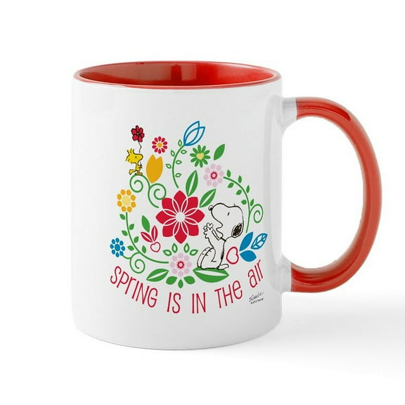 CafePress - Snoopy Spring Mug - 11 oz Ceramic Mug - Novelty Coffee Tea Cup