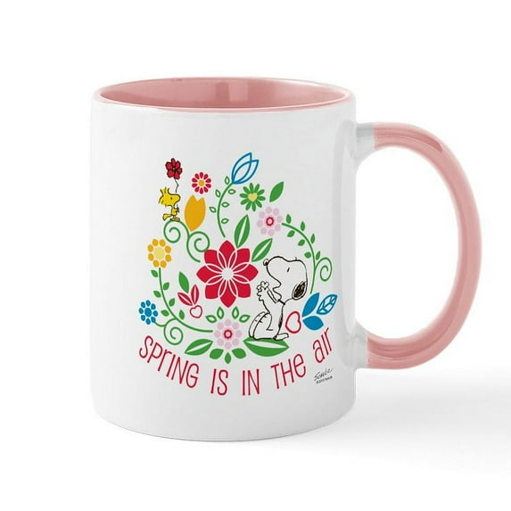 CafePress - Snoopy Spring Mug - 11 oz Ceramic Mug - Novelty Coffee Tea Cup