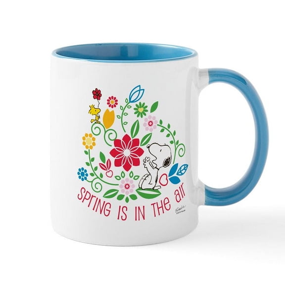 CafePress - Snoopy Spring Mug - 11 oz Ceramic Mug - Novelty Coffee Tea Cup