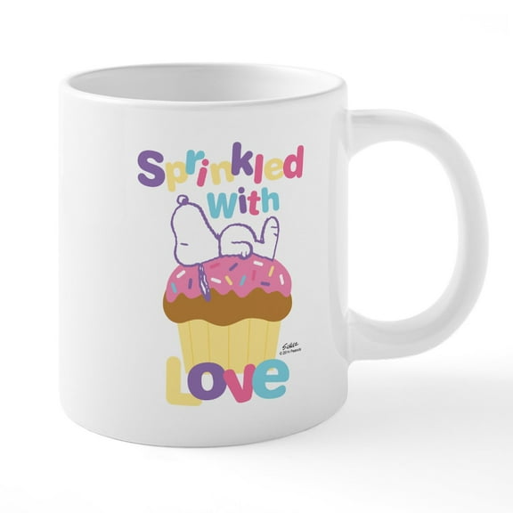 CafePress - Snoopy Sprinkled With Love 20 Oz Ceramic Mega Mu - 20 Oz White Ceramic Mega Mug