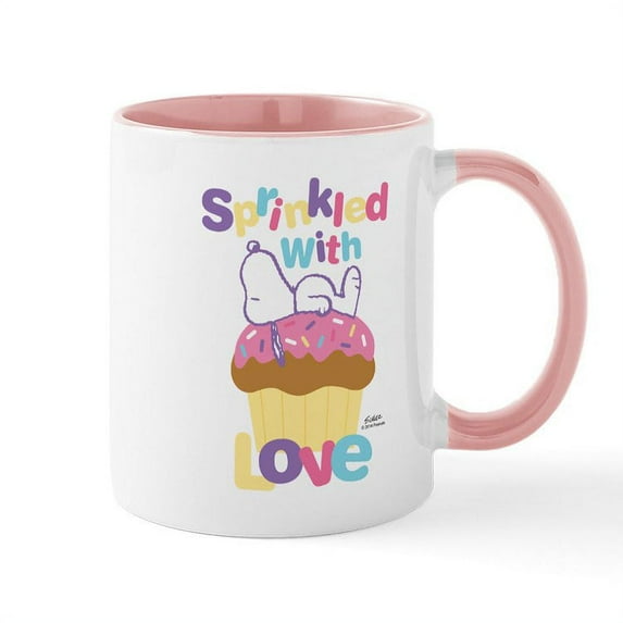 CafePress - Snoopy Sprinkled With Love Mugs - 11 oz Ceramic Mug - Novelty Coffee Tea Cup
