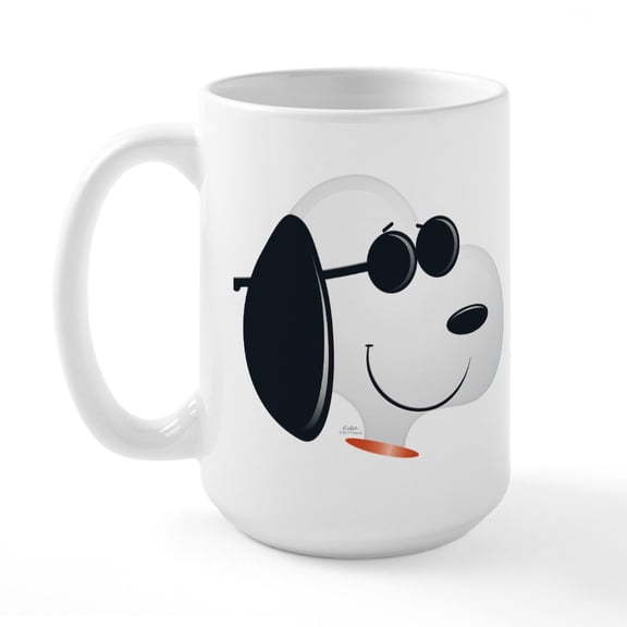 CafePress - Snoopy Sunglasses Emoji - 15 oz Ceramic Large White Novelty Mug